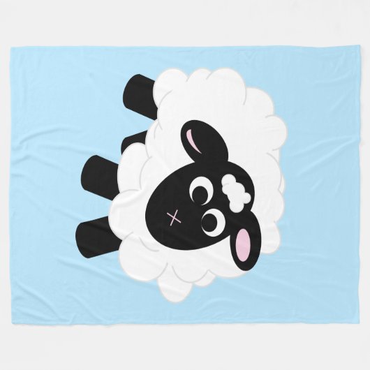 Cute Cartoon Sheep Blue Fleece Blanket (Voorkant (Horizontaal))