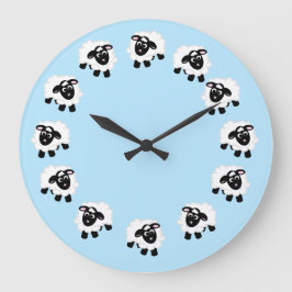 Cute Cartoon Sheep Blue Grote Klok