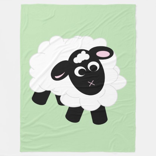 Cute Cartoon Sheep Green Fleece Blanket Deken (Voorkant)