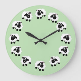 Cute Cartoon Sheep Green Grote Klok