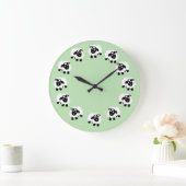 Cute Cartoon Sheep Green  Grote Klok (Huis)