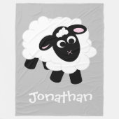 Cute Cartoon Sheep Grey Name Fleece Blanket (Voorkant)