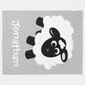 Cute Cartoon Sheep Grey Name Fleece Blanket Deken (Voorkant (Horizontaal))
