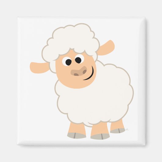 Cute Cartoon Sheep Magnet (Voorkant)