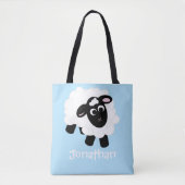 Cute Cartoon Sheep Name Blue Canvas tas (Voorkant)