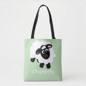 Cute Cartoon Sheep Name Green Canvas tas (Voorkant)