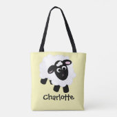 Cute Cartoon Sheep Name Yellow Canvas tas (Achterkant)