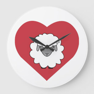Cute Cartoon Sheep With Heart in Background Grote Klok