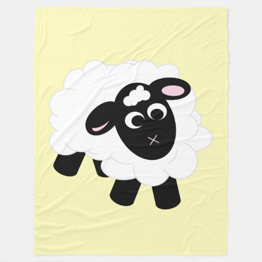 Cute Cartoon Sheep Yellow Fleece Blanket (Voorkant)