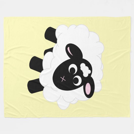 Cute Cartoon Sheep Yellow Fleece Blanket (Voorkant (Horizontaal))