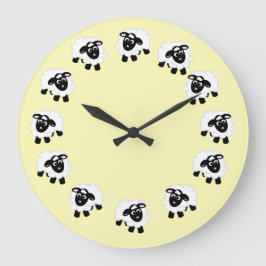 Cute Cartoon Sheep Yellow Grote Klok