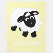 Cute Cartoon Sheep Yellow Name Fleece Blanket (Voorkant)