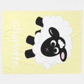 Cute Cartoon Sheep Yellow Name Fleece Blanket (Voorkant (Horizontaal))