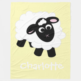 Cute Cartoon Sheep Yellow Name Fleece Blanket Deken