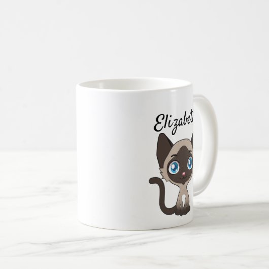 Cute Cartoon Siamese Cat Koffiemok (Voorkant rechts)