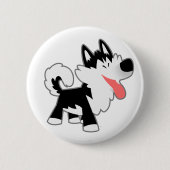 Cute Cartoon Siberian Husky Button Badge (Voorkant)
