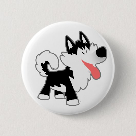 Cute Cartoon Siberian Husky Button Badge (Voorkant)