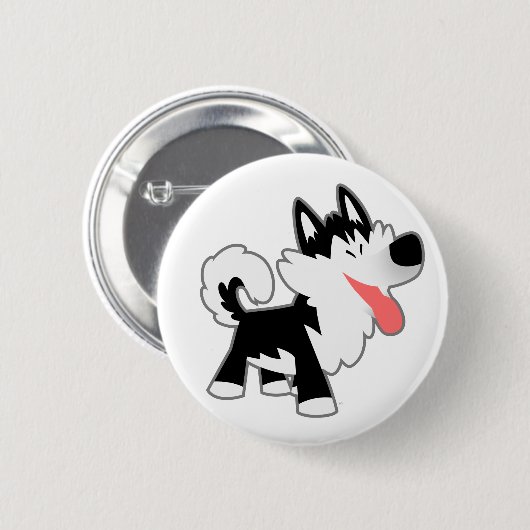 Cute Cartoon Siberian Husky Button Badge (Voorkant /achterkant)