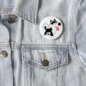 Cute Cartoon Siberian Husky Button Badge (In situ)
