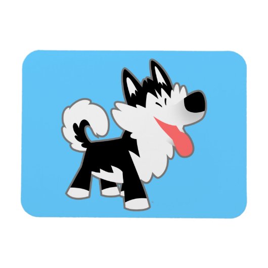 Cute Cartoon Siberian Husky Flexible Magnet Magneet (Horizontaal)