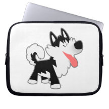 Cute Cartoon Siberian Husky Laptop Hoesje