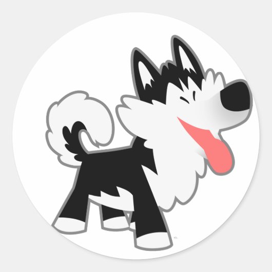 Cute Cartoon Siberian Husky Sticker (Voorkant)