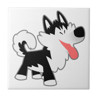 Cute Cartoon Siberian Husky Tegel Tegeltje
