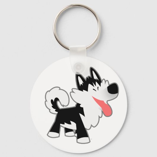 Cute Cartoon Siberische Husky-sleutelhanger Sleutelhanger (Voorkant)