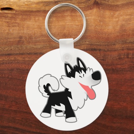 Cute Cartoon Siberische Husky-sleutelhanger Sleutelhanger (Voorkant)