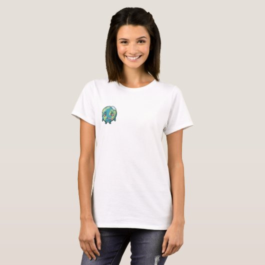 Cute Cartoon Sick Earth with Thermometer T-shirt (Voorkant volledig)