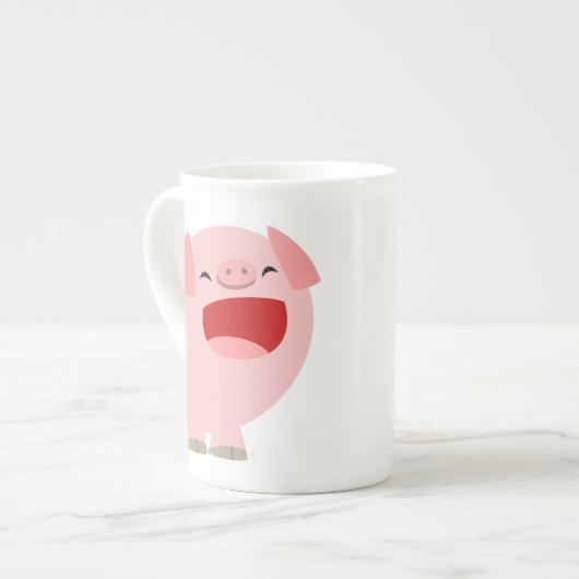 Cute Cartoon Singing Pig Bone China Mok (Links)