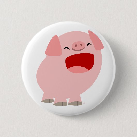 Cute Cartoon Singing Pig Button Badge (Voorkant)