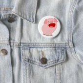 Cute Cartoon Singing Pig Button Badge (In situ)