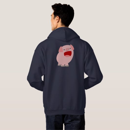 Cute Cartoon Singing Pig Hoodie (Achterkant volledig)