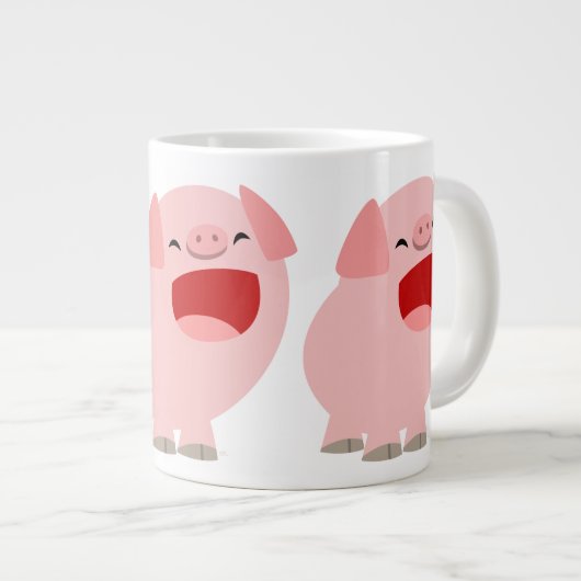 Cute Cartoon Singing Pig Jumbo Mok (Voorkant rechts)