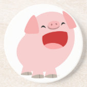 Cute Cartoon Singing Pig Onderzetter (Voorkant)