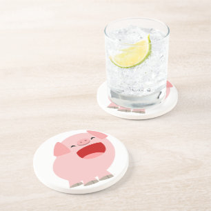 Cute Cartoon Singing Pig Onderzetter