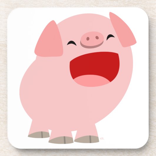 Cute Cartoon Singing Pig Onderzetters Set (Voorkant)