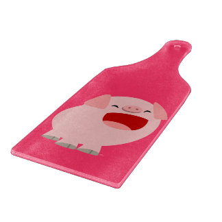 Cute Cartoon Singing Pig Paddle Cutting Board Snijplank