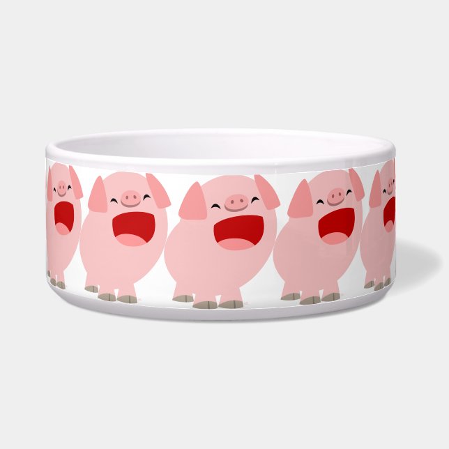 Cute Cartoon Singing Pig Pet Bowl Voerbakje (Voorkant)