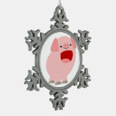 Cute Cartoon Singing Pig Pewter Ornament (Links)