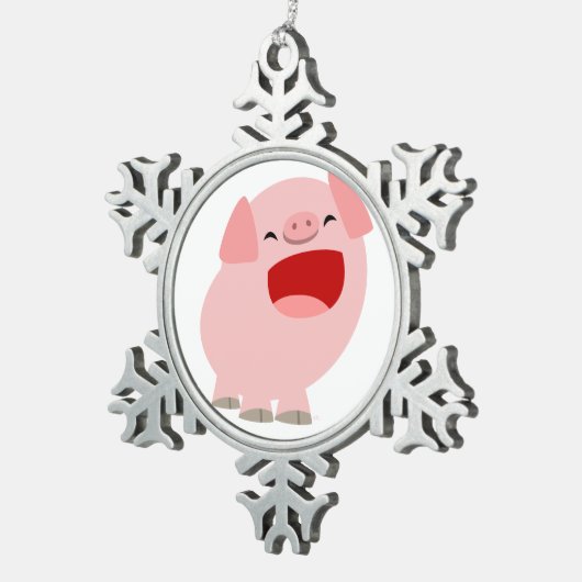 Cute Cartoon Singing Pig Pewter Ornament (Rechts)