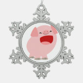 Cute Cartoon Singing Pig Pewter Ornament (Voorkant)