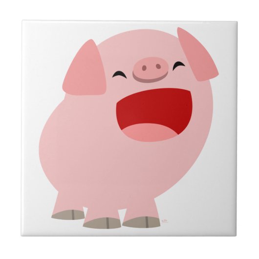 Cute Cartoon Singing Pig Tegel Tegeltje (Voorkant)