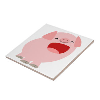 Cute Cartoon Singing Pig Tegel Tegeltje