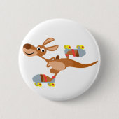 Cute Cartoon Skating Kangaroo Button Badge (Voorkant)