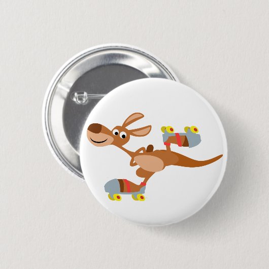 Cute Cartoon Skating Kangaroo Button Badge (Voorkant /achterkant)