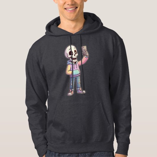 Cute Cartoon Skeleton Selfie - Full Body Trendy  Hoodie (Voorkant)