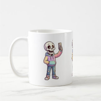 Cute Cartoon Skeleton Selfie - Full Body Trendy Ou Koffiemok