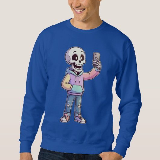 Cute Cartoon Skeleton Selfie - Full Body Trendy  Trui (Voorkant)